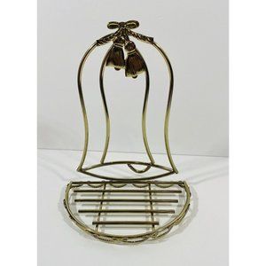 Christmas Holiday Jingle Bell Gold Plated Metal Wall Display Shelf Semi Circle